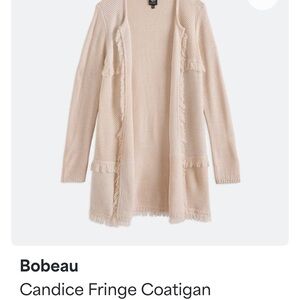 Bobeau Cream Fringe Cardigan M